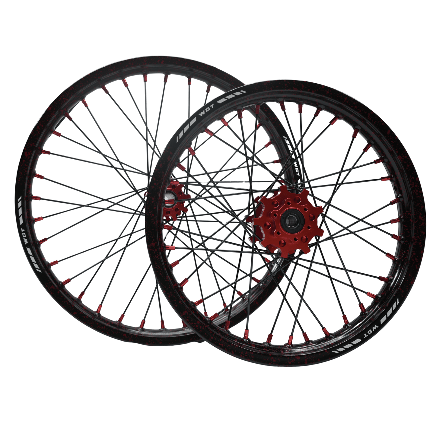 WGT Splattered V2 19x16 Wheel Set - BLACKOUT moto