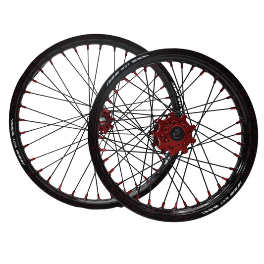 WGT Splattered V2 19x16 Wheel Set - BLACKOUT moto