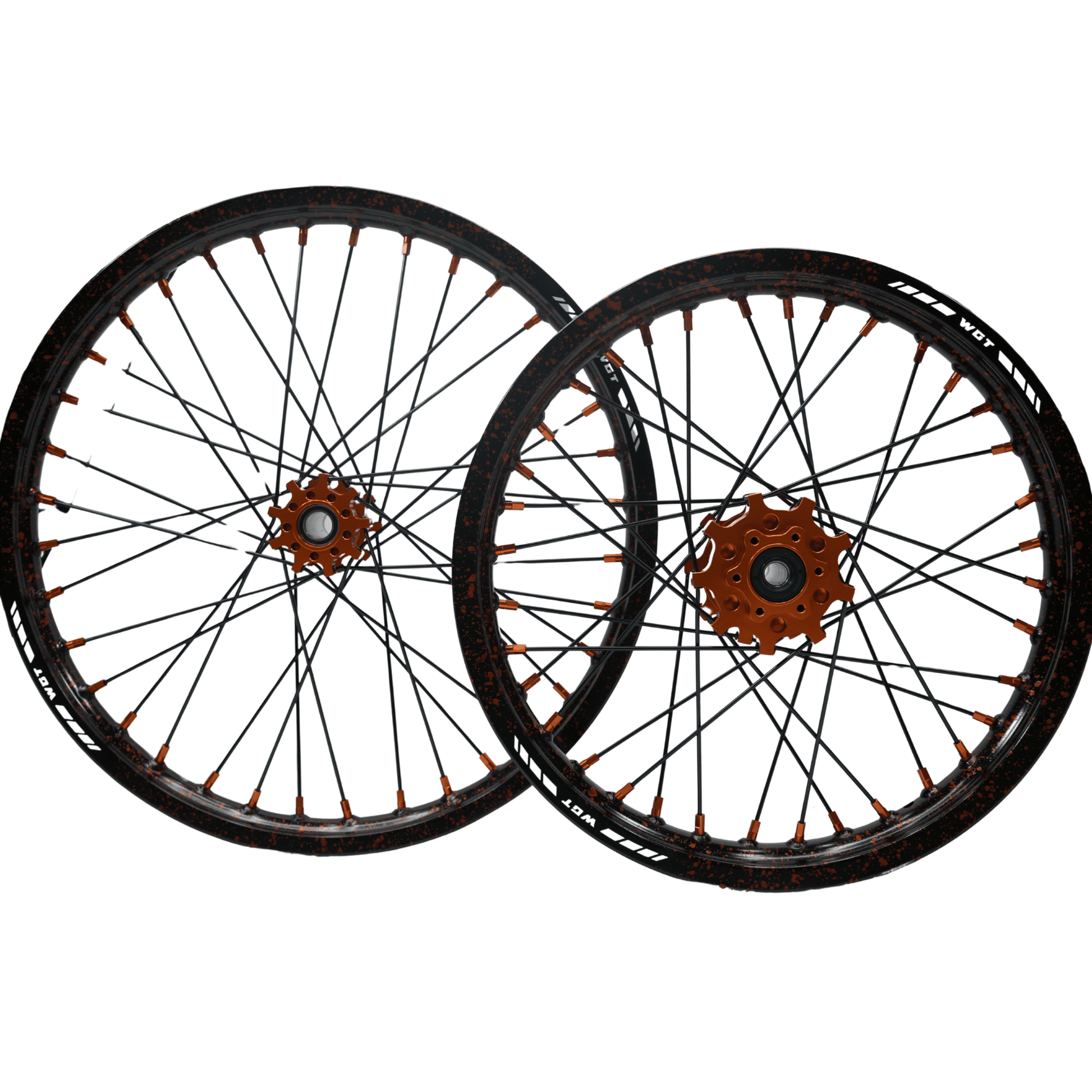 WGT Splattered V2 19x16 Wheel Set - BLACKOUT moto
