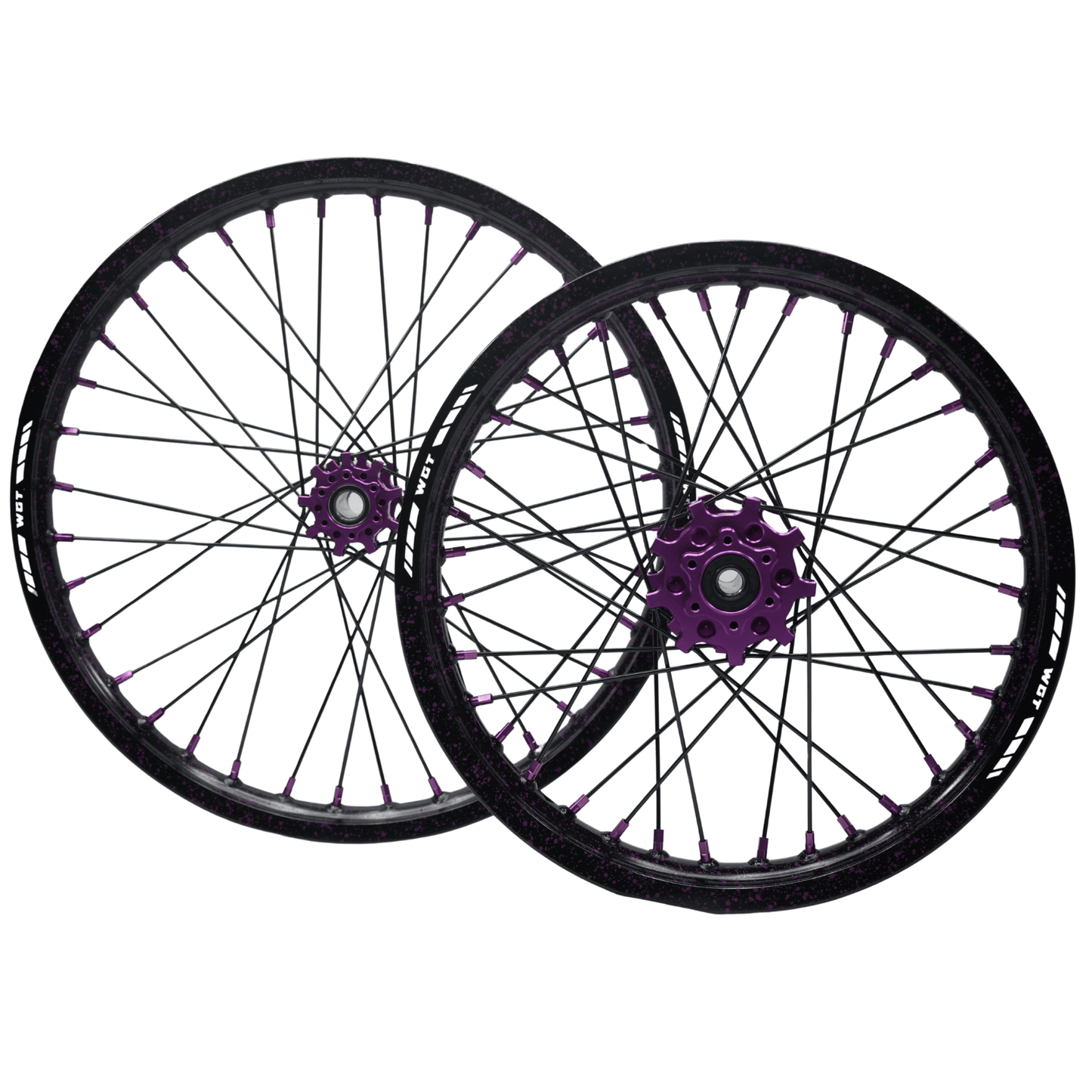 WGT Splattered V2 19x16 Wheel Set - BLACKOUT moto
